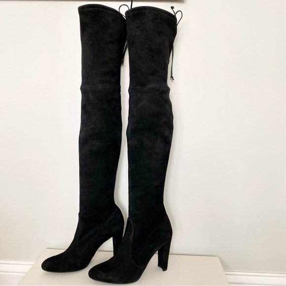 Stuart Weitzman NWT Over-The-Knee Black Suede Boots Size 7 - Picture 5 of 15